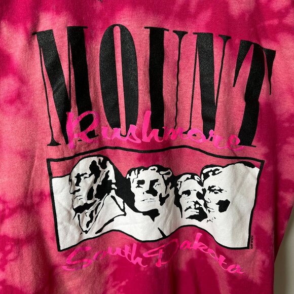 Vintage 80s Mount Rushmore T Shirt Adult Pink Gray Small S Tie Dye USA 50/50 - Picture 6 of 16